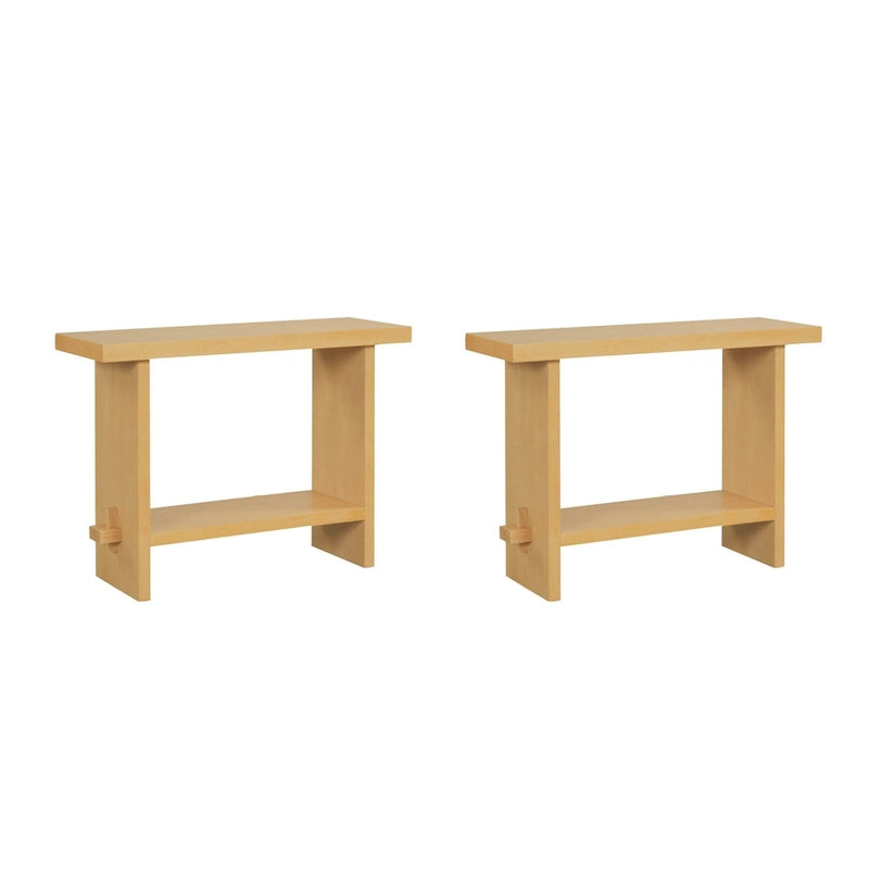 Table console à 2 niveaux de style rustique avec finition en bois brossé