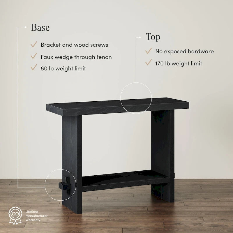 Table console à 2 niveaux de style rustique avec finition en bois brossé
