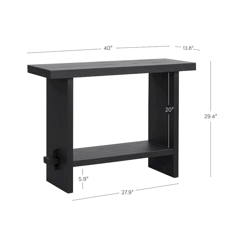 Table console à 2 niveaux de style rustique avec finition en bois brossé