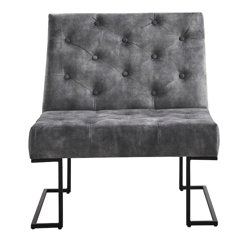 Fauteuil d'appoint en velours capitonné