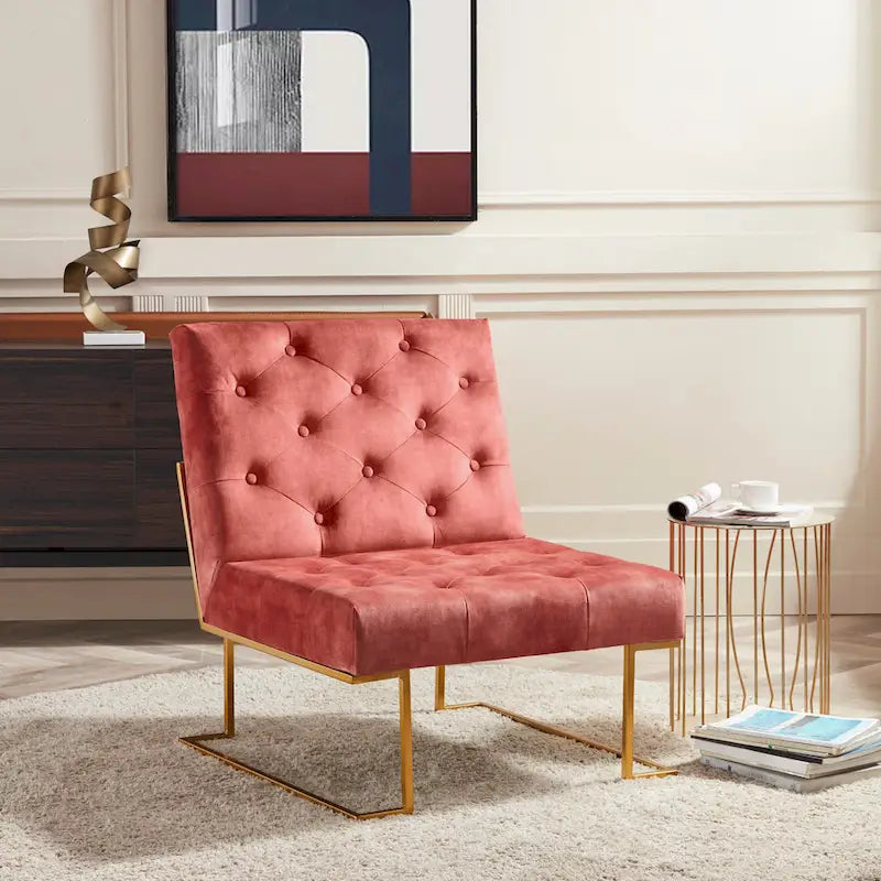Fauteuil d'appoint en velours capitonné