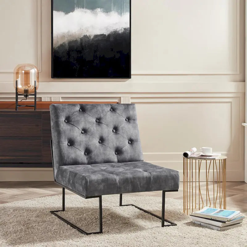 Fauteuil d'appoint en velours capitonné