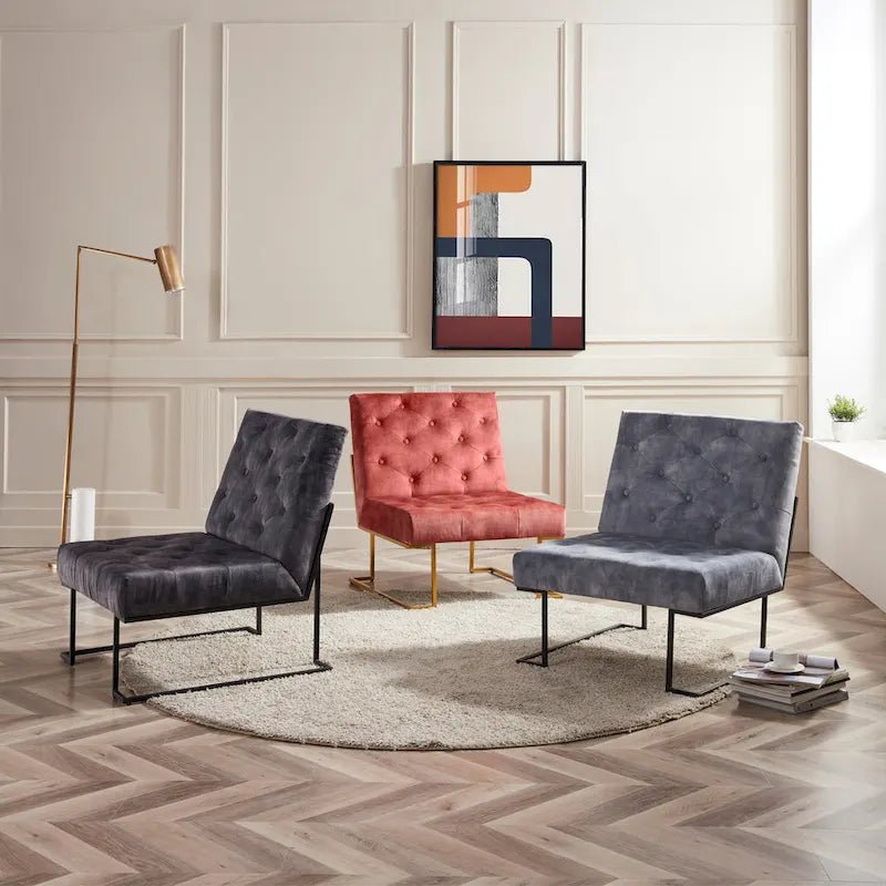 Fauteuil d'appoint en velours capitonné