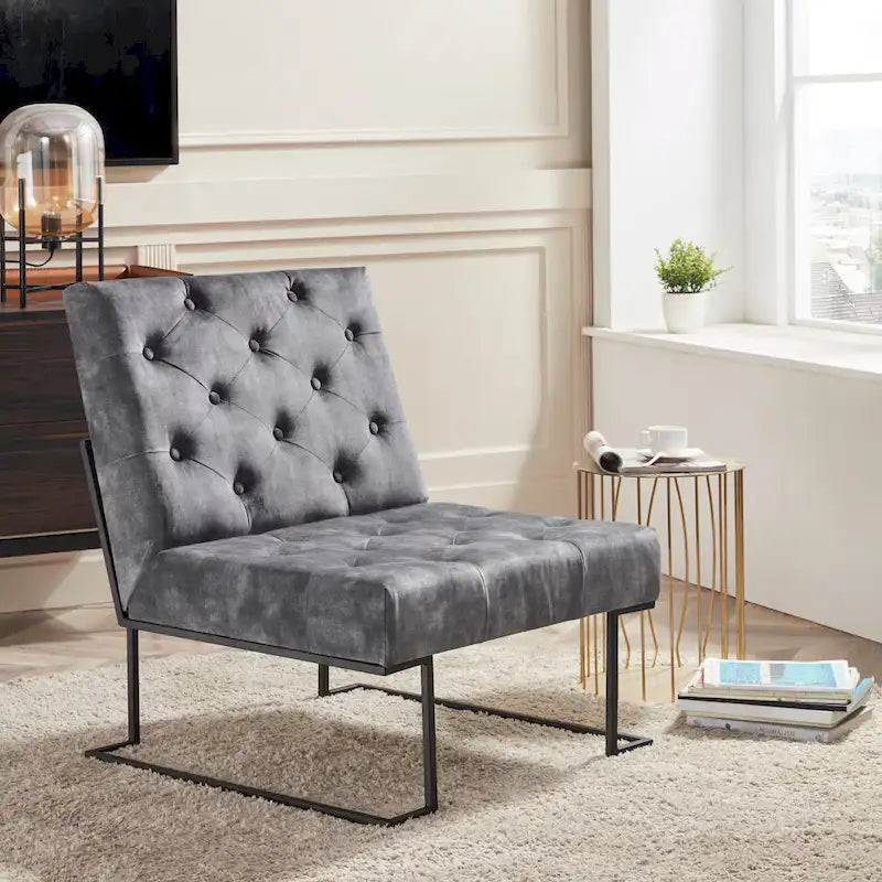 Fauteuil d'appoint en velours capitonné