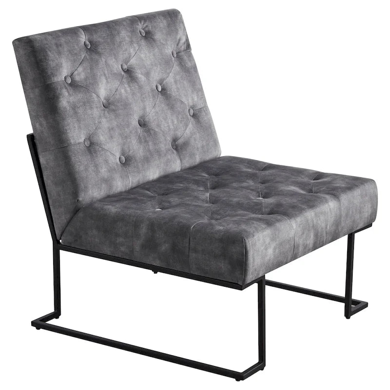 Fauteuil d'appoint en velours capitonné