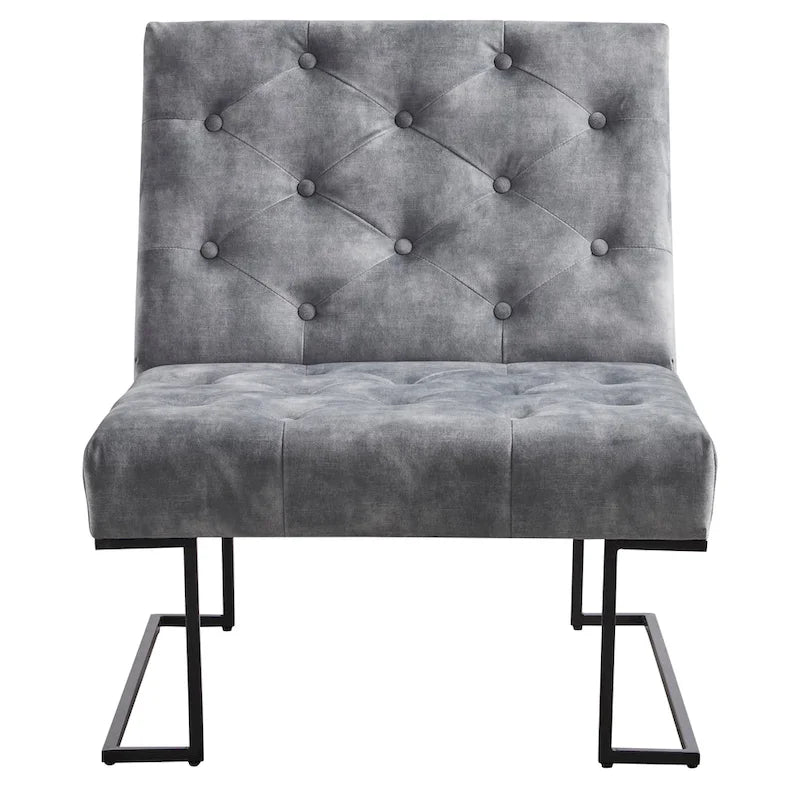 Fauteuil d'appoint en velours capitonné