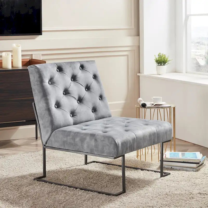 Fauteuil d'appoint en velours capitonné