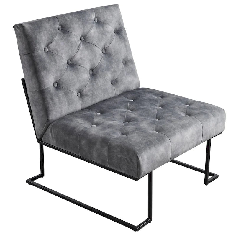 Fauteuil d'appoint en velours capitonné