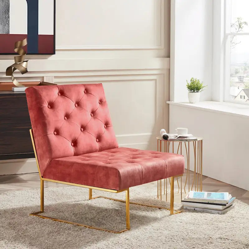 Fauteuil d'appoint en velours capitonné
