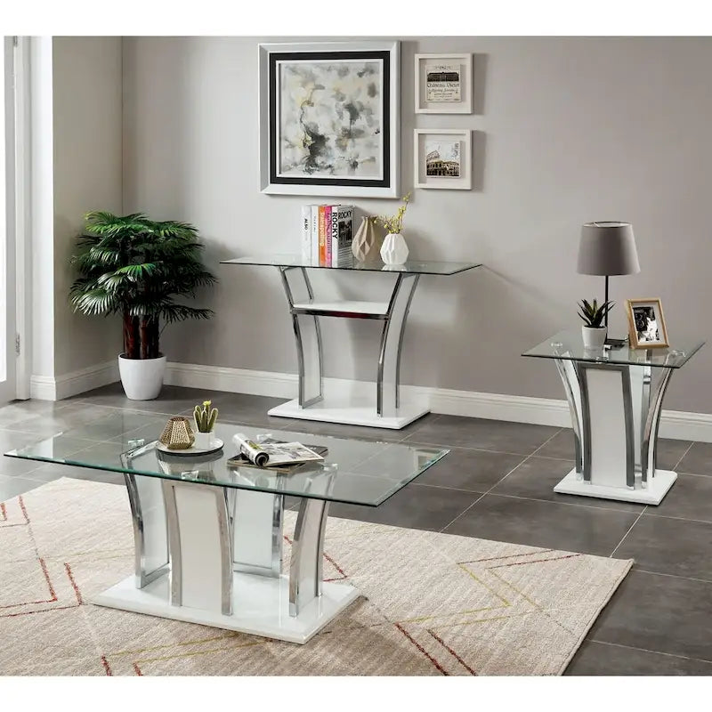 Ensemble de 2 tables d'appoint modernes à plateau en verre