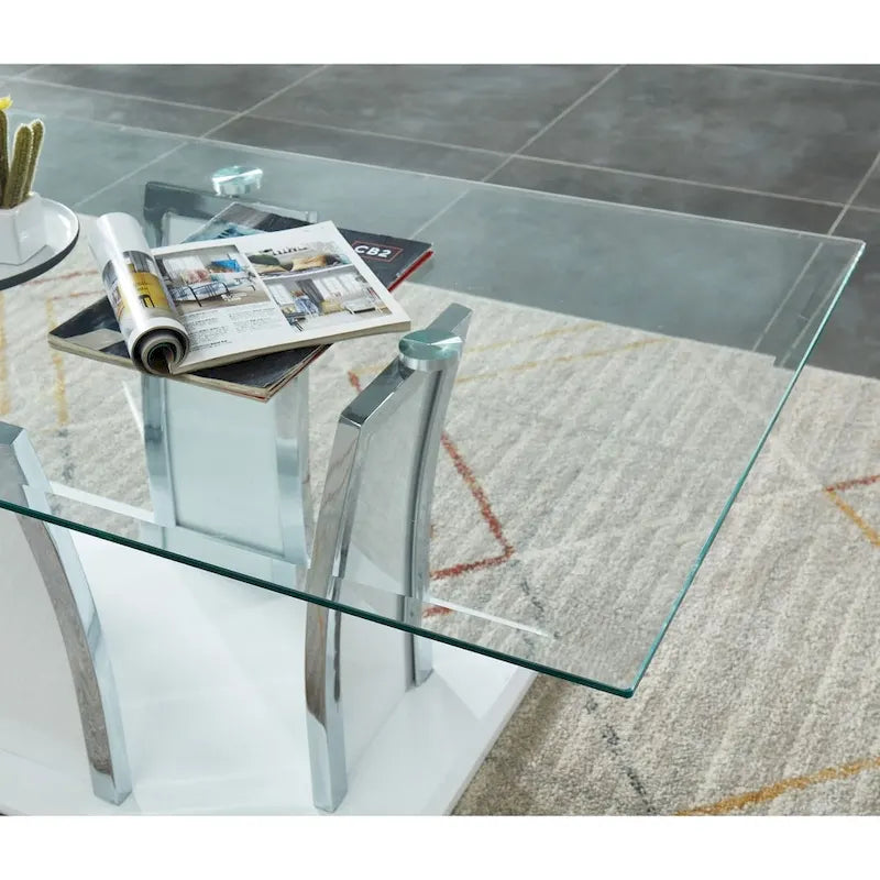 Ensemble de 2 tables d'appoint modernes à plateau en verre