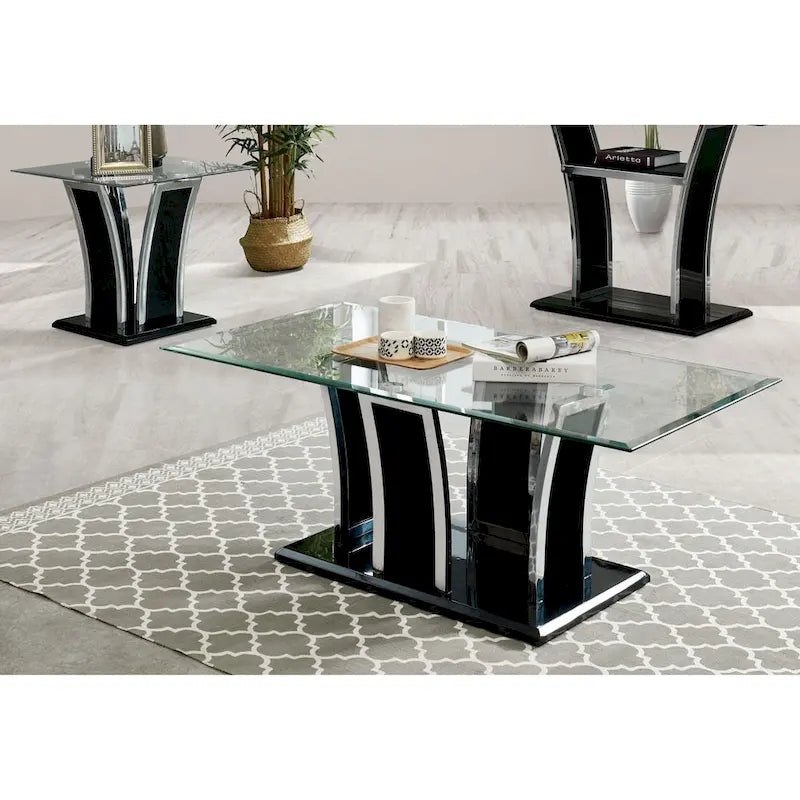 Ensemble de 2 tables d'appoint modernes à plateau en verre