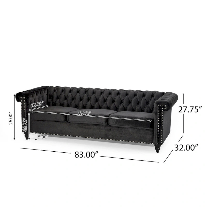 Canapé en velours capitonné avec clous décoratifs