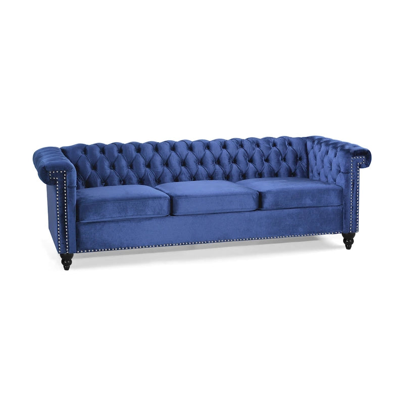 Canapé en velours capitonné avec clous décoratifs