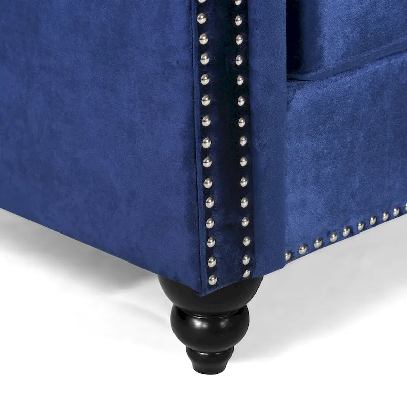Canapé en velours capitonné avec clous décoratifs