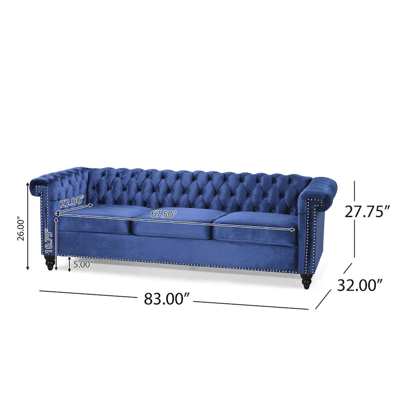 Canapé en velours capitonné avec clous décoratifs