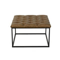 Pouf de cocktail carré en similicuir capitonné