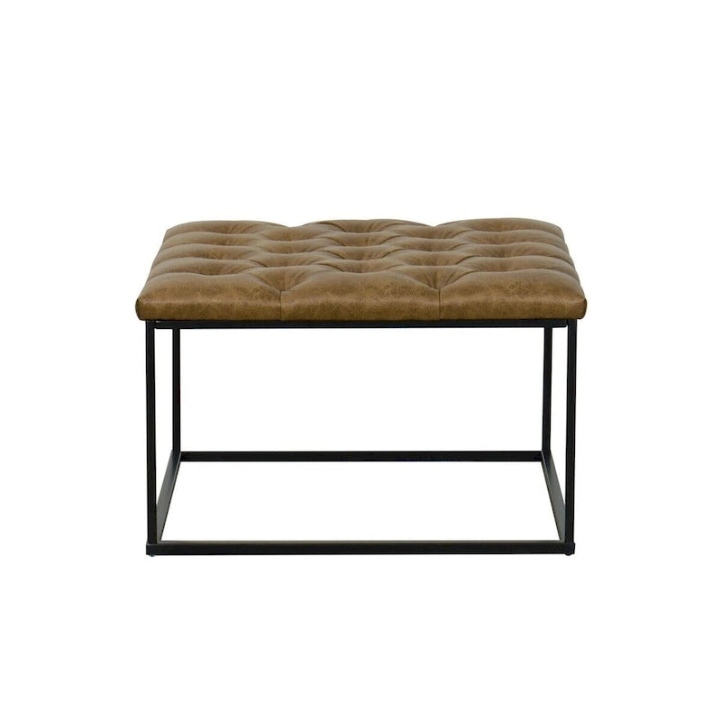 Pouf de cocktail carré en similicuir capitonné