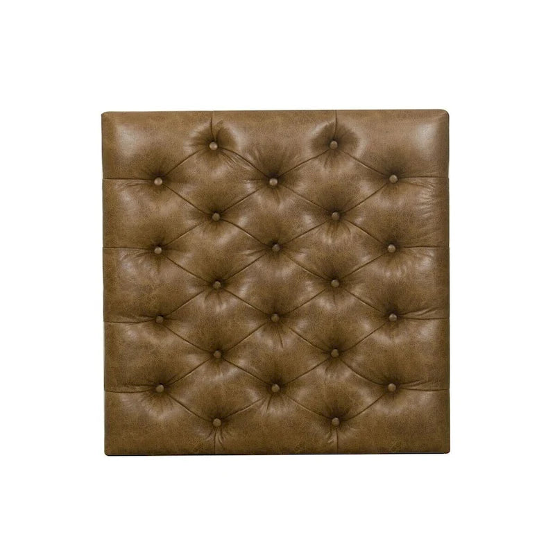 Pouf de cocktail carré en similicuir capitonné