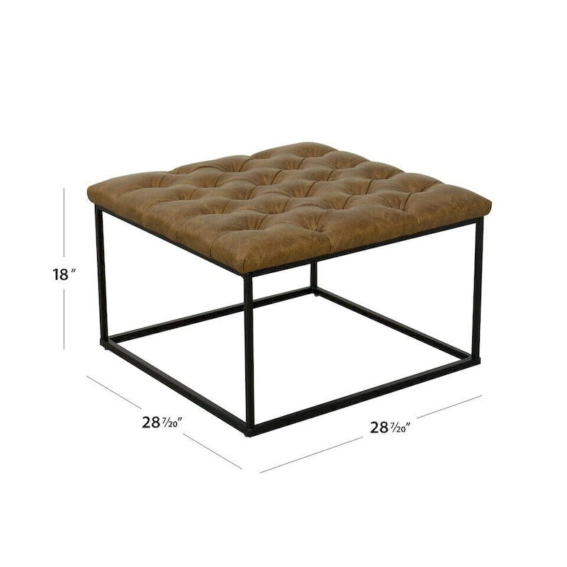 Pouf de cocktail carré en similicuir capitonné