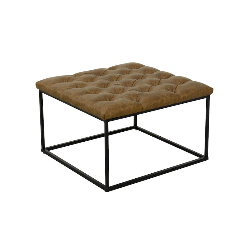 Pouf de cocktail carré en similicuir capitonné