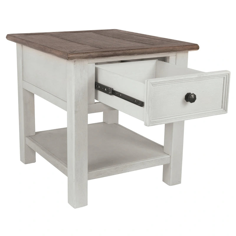 Table d'appoint de ferme antique blanche et marron