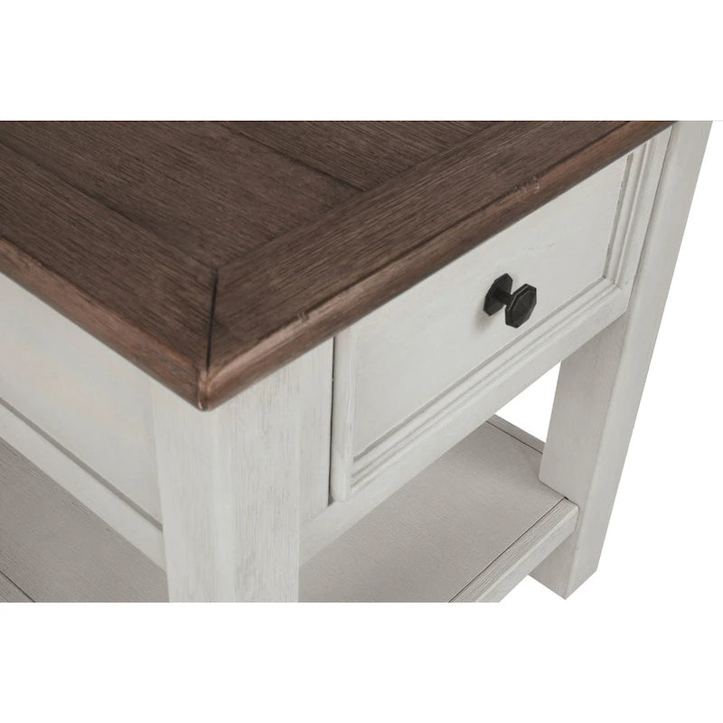 Table d'appoint de ferme antique blanche et marron
