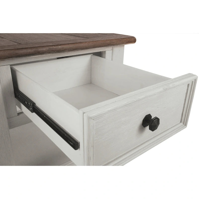 Table d'appoint de ferme antique blanche et marron