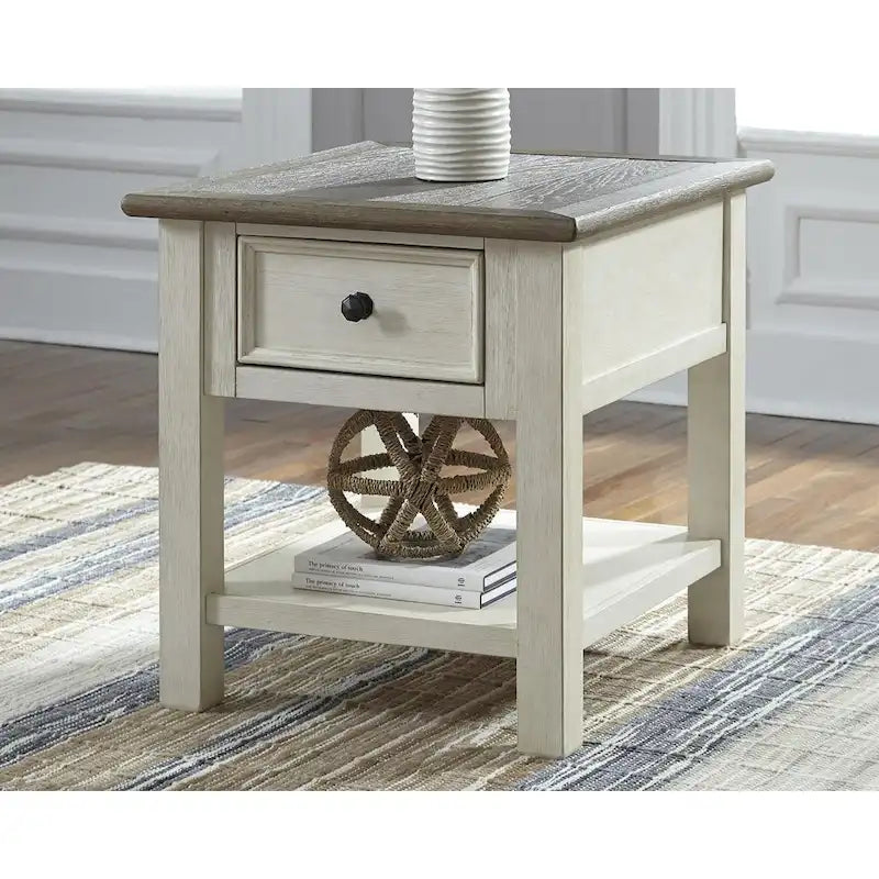 Table d'appoint de ferme antique blanche et marron