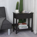 Table d'appoint avec plateau rabattable, placard et étagère inférieure - Café foncé