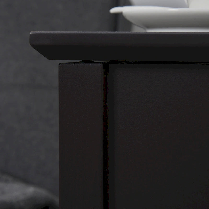 Table d'appoint avec plateau rabattable, placard et étagère inférieure - Café foncé
