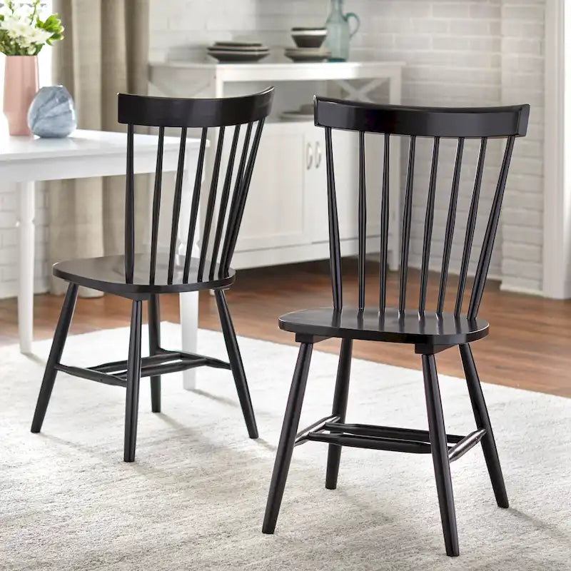 Chaises de salle à manger en bois massif à fuseaux, ensemble de 2 – Plusieurs coloris