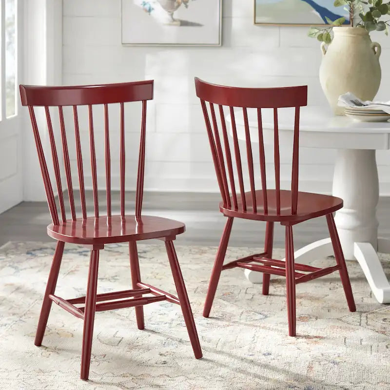 Chaises de salle à manger en bois massif à fuseaux, ensemble de 2 – Plusieurs coloris