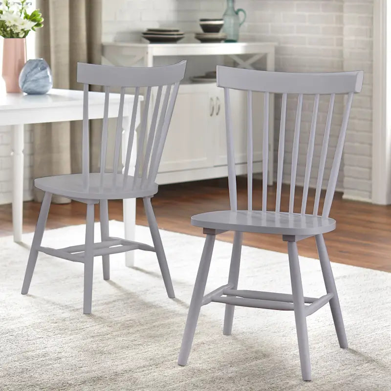 Chaises de salle à manger en bois massif à fuseaux, ensemble de 2 – Plusieurs coloris