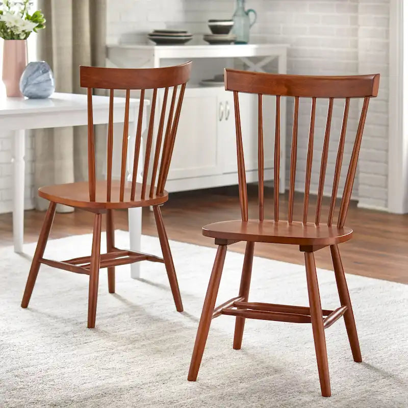 Chaises de salle à manger en bois massif à fuseaux, ensemble de 2 – Plusieurs coloris