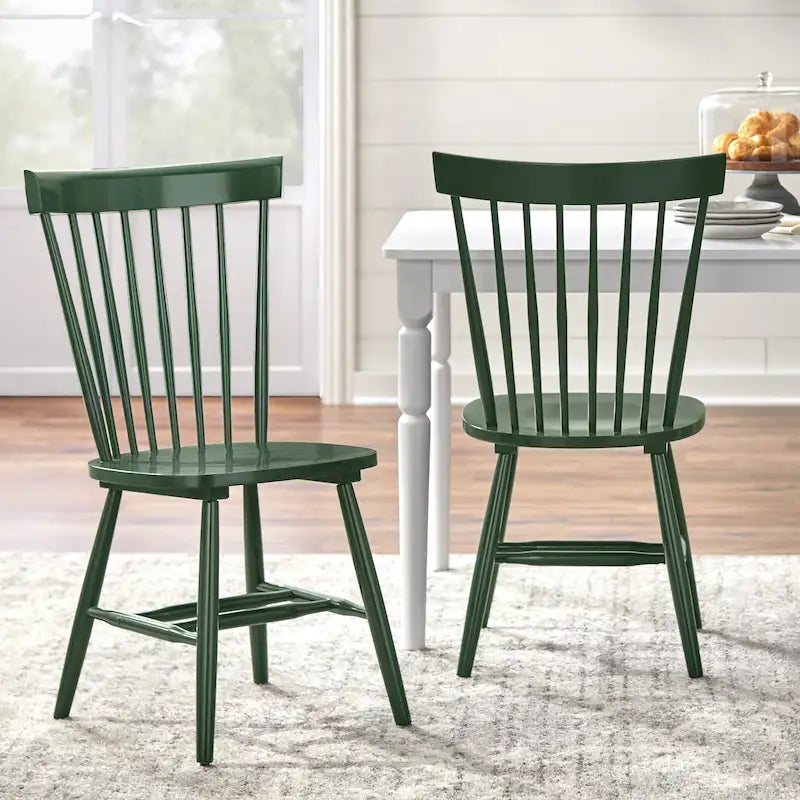 Chaises de salle à manger en bois massif à fuseaux, ensemble de 2 – Plusieurs coloris