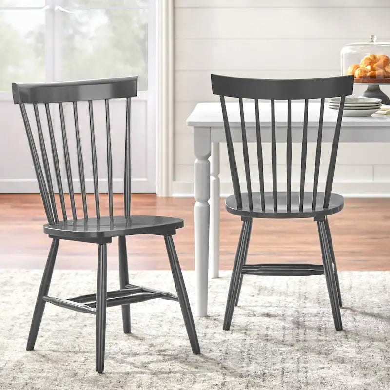 Chaises de salle à manger en bois massif à fuseaux, ensemble de 2 – Plusieurs coloris
