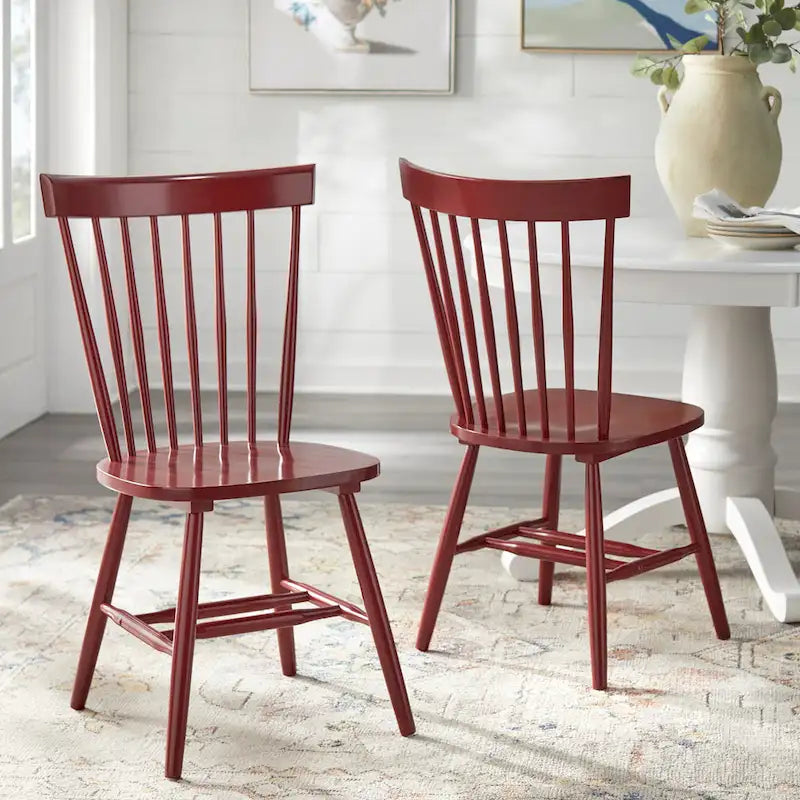 Chaises de salle à manger en bois massif à fuseaux, ensemble de 2 – Plusieurs coloris