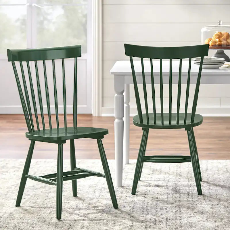 Chaises de salle à manger en bois massif à fuseaux, ensemble de 2 – Plusieurs coloris