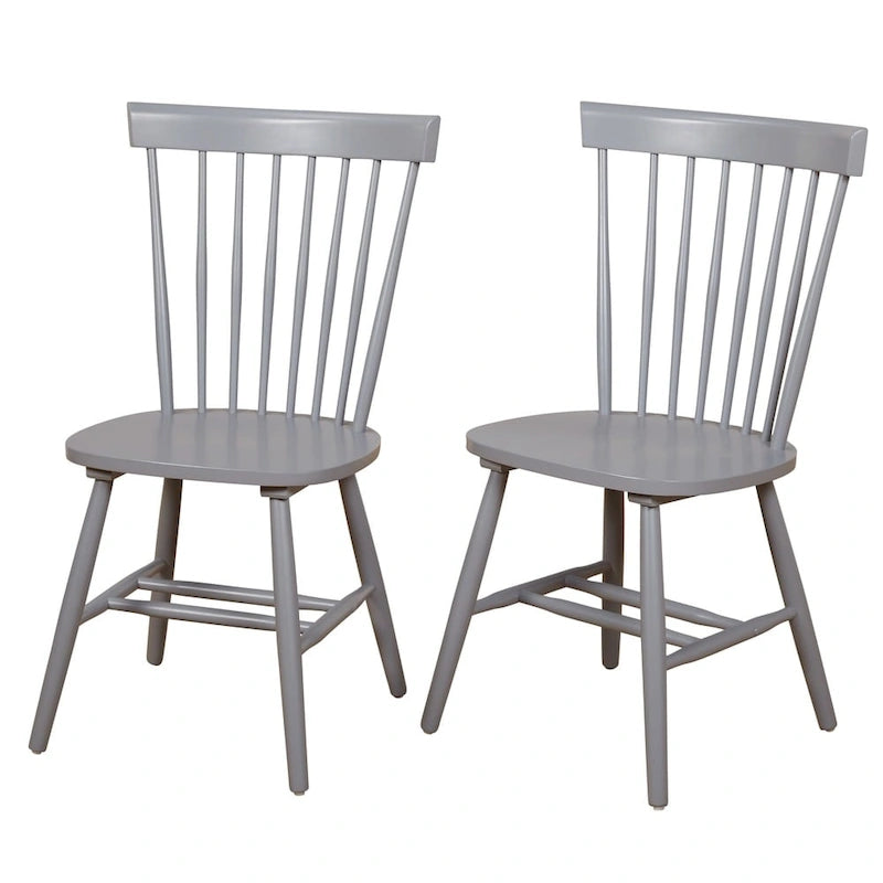 Chaises de salle à manger en bois massif à fuseaux, ensemble de 2 – Plusieurs coloris
