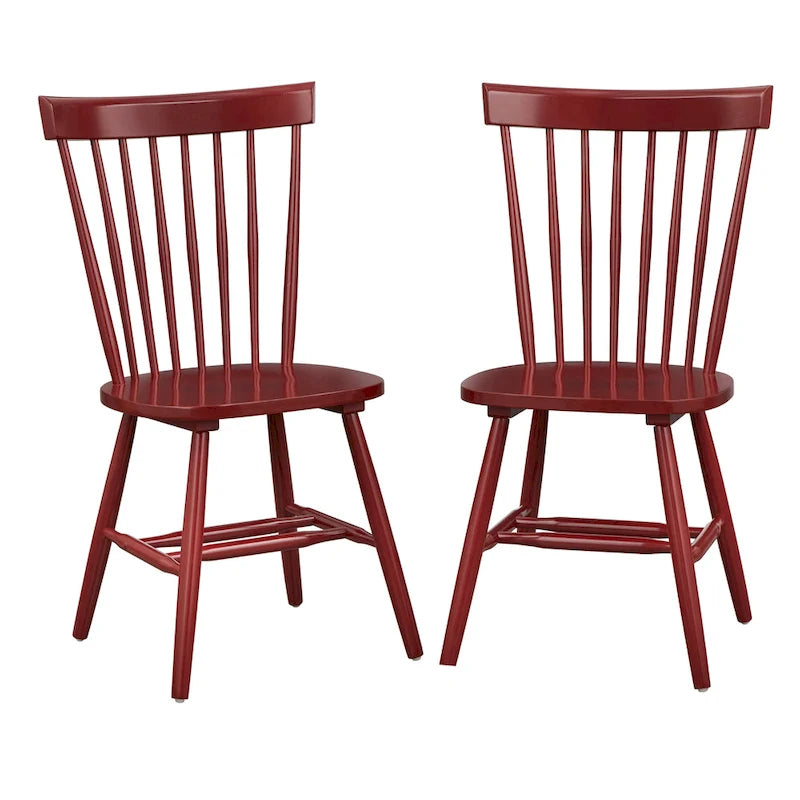 Chaises de salle à manger en bois massif à fuseaux, ensemble de 2 – Plusieurs coloris