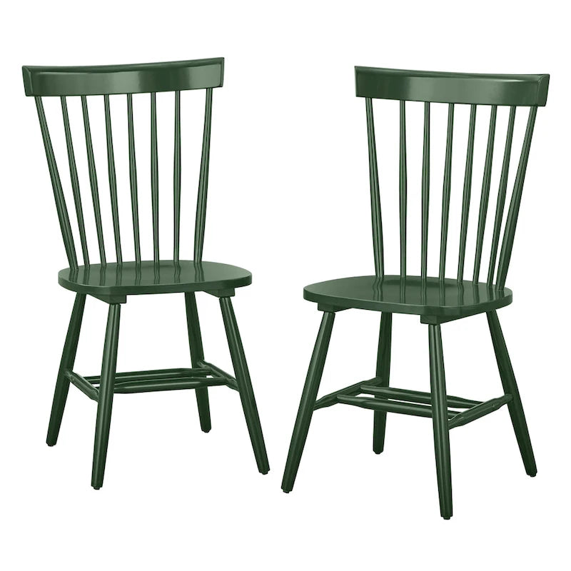 Chaises de salle à manger en bois massif à fuseaux, ensemble de 2 – Plusieurs coloris