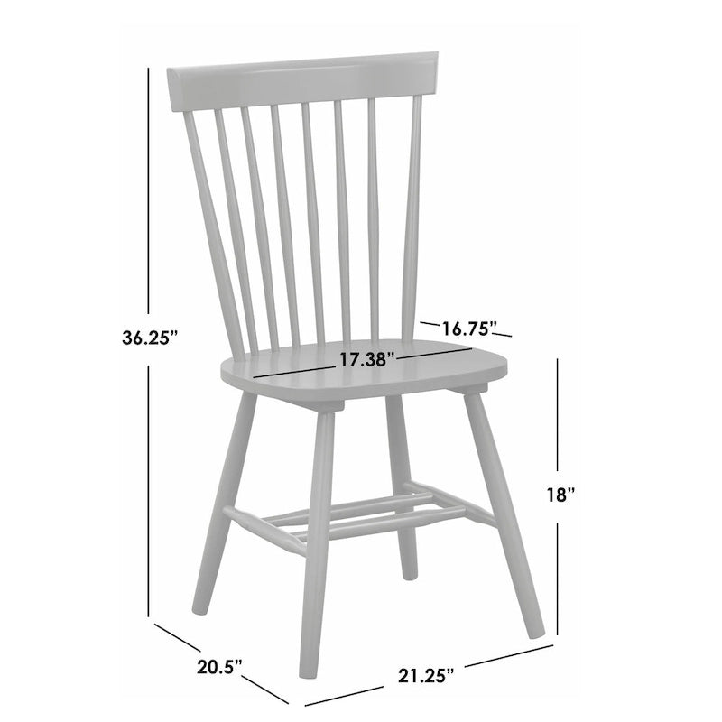 Chaises de salle à manger en bois massif à fuseaux, ensemble de 2 – Plusieurs coloris