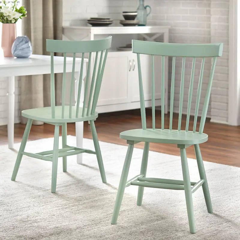 Chaises de salle à manger en bois massif à fuseaux, ensemble de 2 – Plusieurs coloris