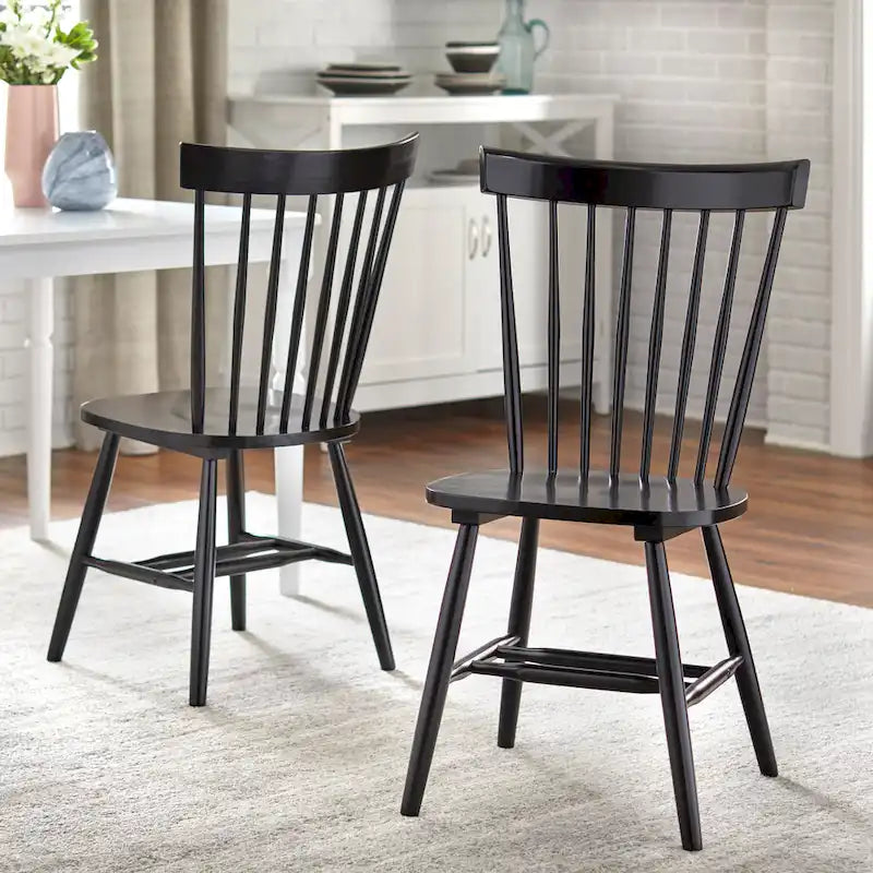 Chaises de salle à manger en bois massif à fuseaux, ensemble de 2 – Plusieurs coloris