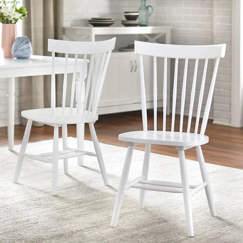 Chaises de salle à manger en bois massif à fuseaux, ensemble de 2 – Plusieurs coloris