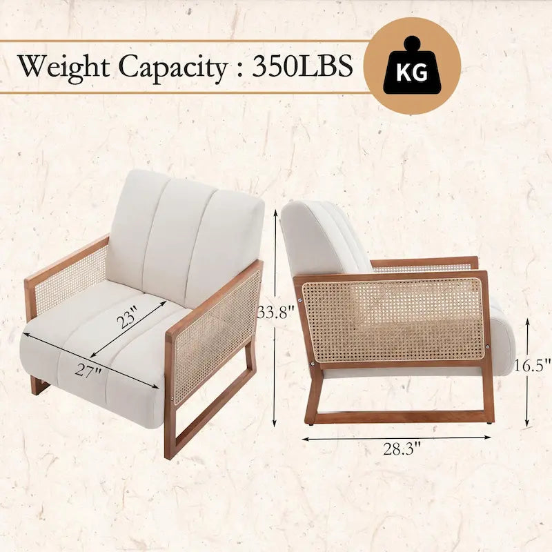 Fauteuil d'appoint en rotin naturel, Fauteuil moderne du milieu du siècle