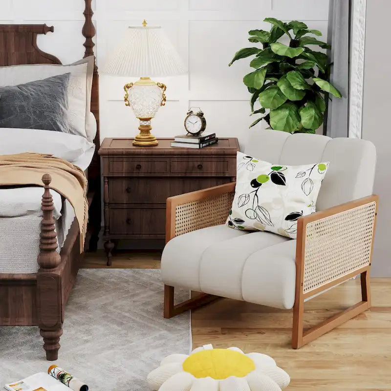 Fauteuil d'appoint en rotin naturel, Fauteuil moderne du milieu du siècle