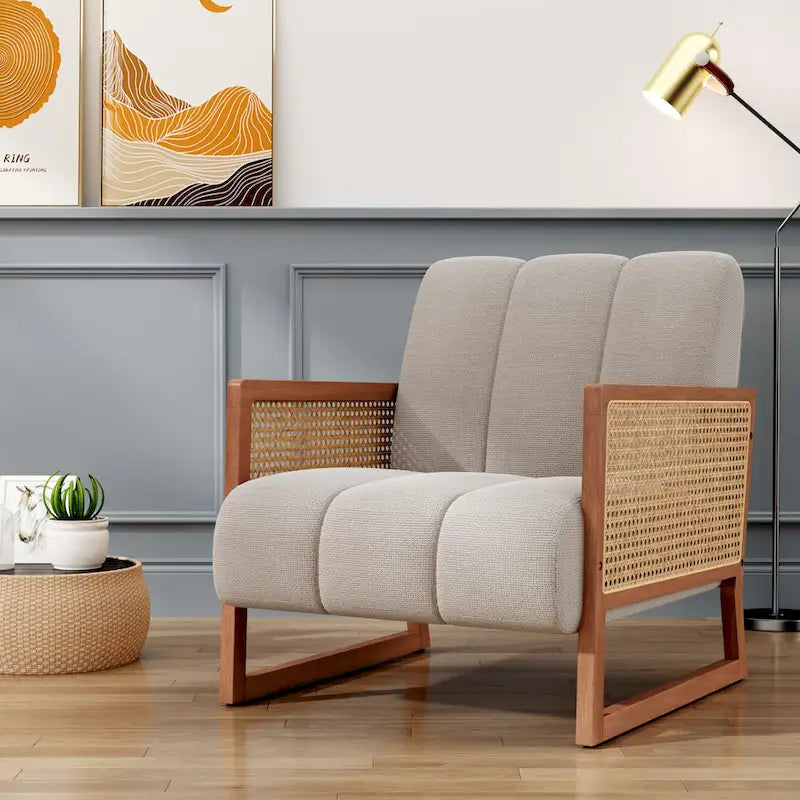 Fauteuil d'appoint en rotin naturel, Fauteuil moderne du milieu du siècle