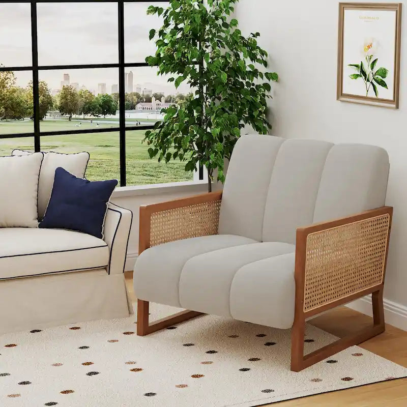 Fauteuil d'appoint en rotin naturel, Fauteuil moderne du milieu du siècle
